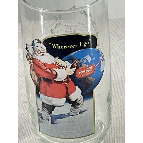 Vintage Coca-Cola Glasses with Haddon Sundblom‎ Santa Claus 1943 Design Set of 2 - Picture 2 of 8